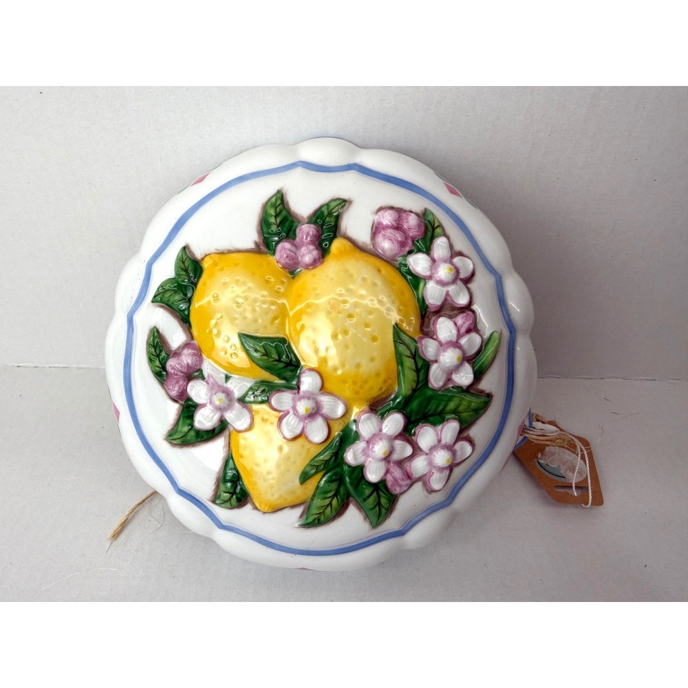 Le Cordon Bleu Franklin Mint Ceramic‎ Mold Large White Yellow  1986 Lemons Vtg